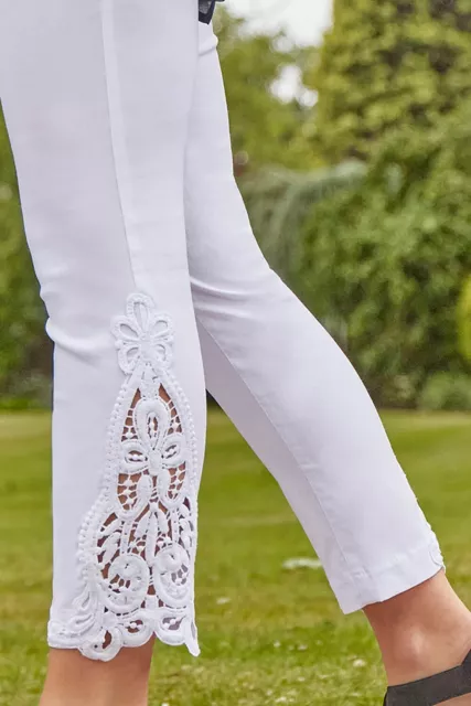 IDEAL WORLD EMELIA Superstretch Bengaline Crochet Hem Crop Trousers Small WHITE 7.00 PicClick UK