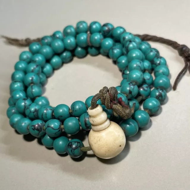 Antique Tibetan Turquoise colour Mala, Buddhist Pryer beads, Antique decoration