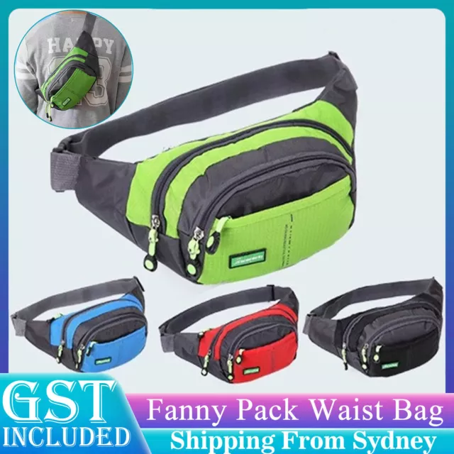 Unisex Handy Waist Belt Climbing Hiking Sport Bum Bag Fanny Pack Zip Pouch Large