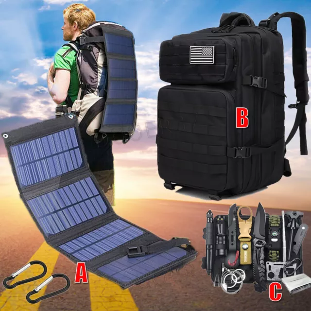 Außen Notfall Survival Gear Kit Taktisch Rucksack Überleben Camping Solarpanel