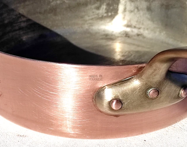Vintage 9.6in French Copper Saute Saucepan Made in France Tin Lining 1.5mm 3.3lb