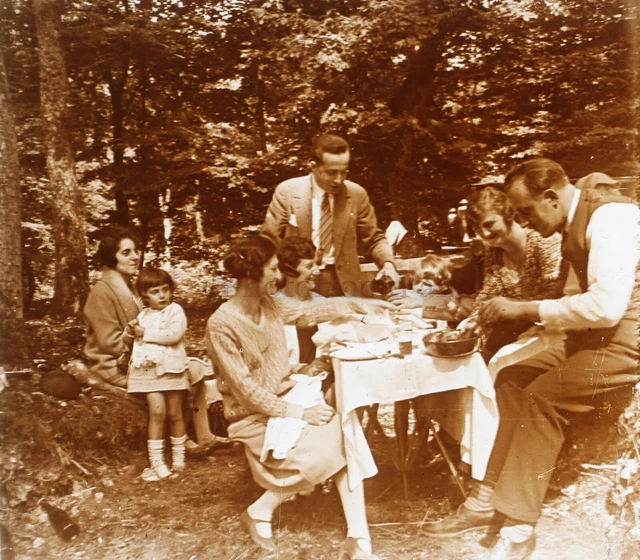 FRANCE Family Mode c1930 Photo Stereo Glass Plate VR22L29n21   