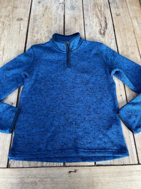 Favoloso MAGLIONE DA MONTAGNA MAGAZZINO collo con cerniera blu e nero pile lavorato a maglia, 11-12