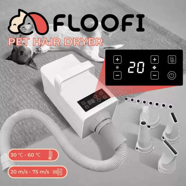 Floofi Advance LED Pet Grooming Hair Dryer Dog Cat Heater Low Noise 3200W White