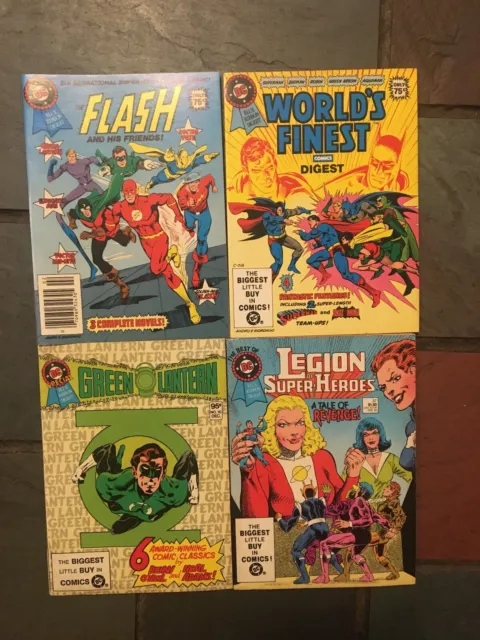 Dc Comics Lot Of 4 Blue Ribbon Super-Hero Digests Vg+ Condition