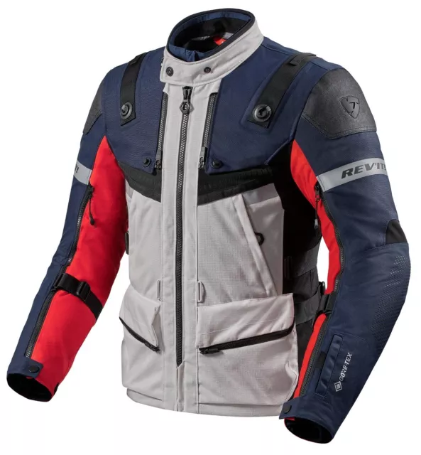 Jacke Jacket Motorrad Rev'It Defender 3 GTX Gore Tex Silber Red Blau Rot TG L