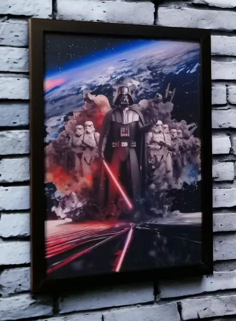 Darth Vader Star Wars Art Deco Picture Framed NEW Size A4 Wall Hanging