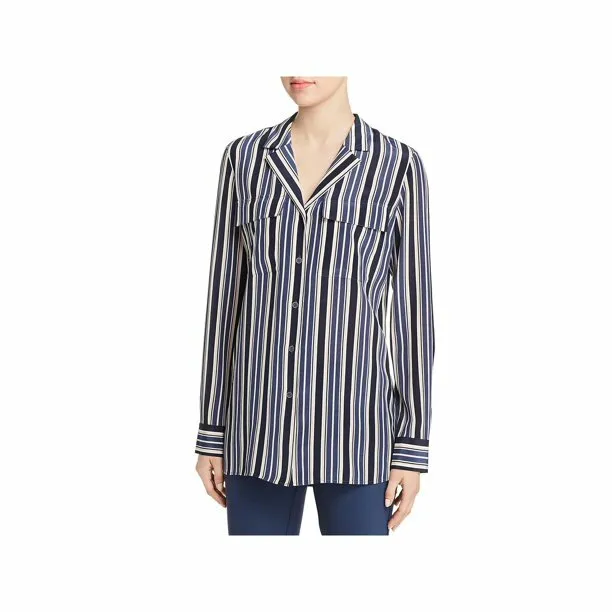 NWD Lafayette 148 New York Maximina Striped Silk Blouse - Size XS #T1146