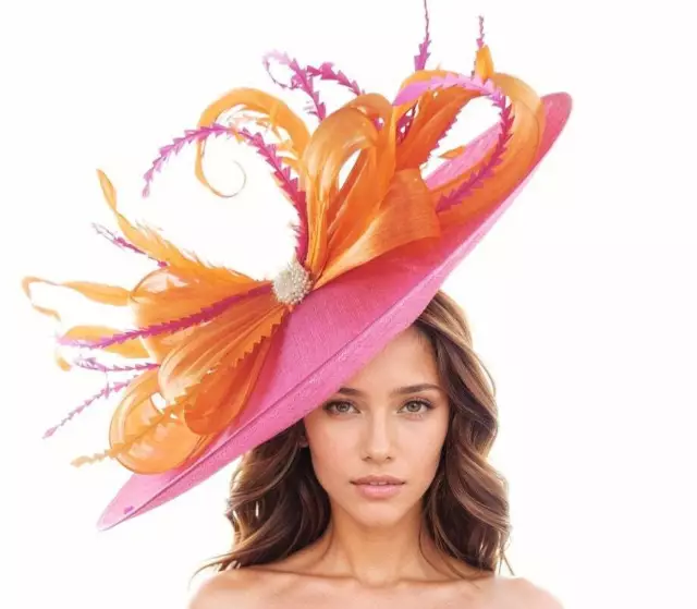 Fuchsia Pink Orange Large Statement Hatinator Womens Kentucky Derby Hats