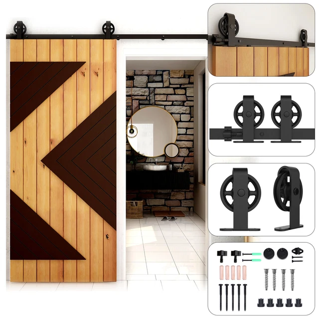 4-12FT Sliding Barn Door Hardware Kit Single Double Doors Medium Wheel RollerKit