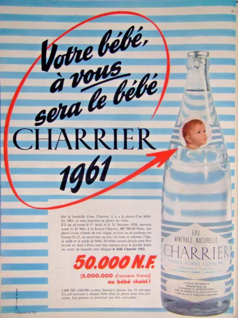 Publicité De Presse 1960 Charrier Eau Minérale Naturelle Pour Votre Bébé