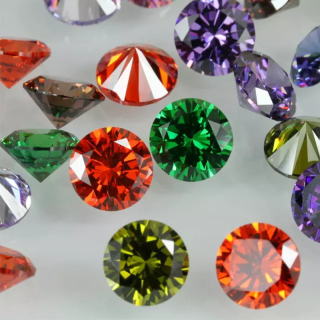 CUBIC ZIRCONIA LOOSE GEMS ROUND BRILLIANT CUT 1.5-3mm 12 COLOURS VARIOUS PACKS 2