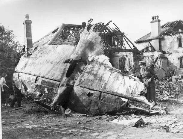 The Wreckage Of A German Bomber 1940 Old Photo