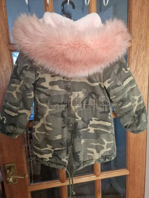 Cappotto parka KIDS STAR ragazze finta enorme foderato esercito mimetico combattimento coda di pesce età 4 anni