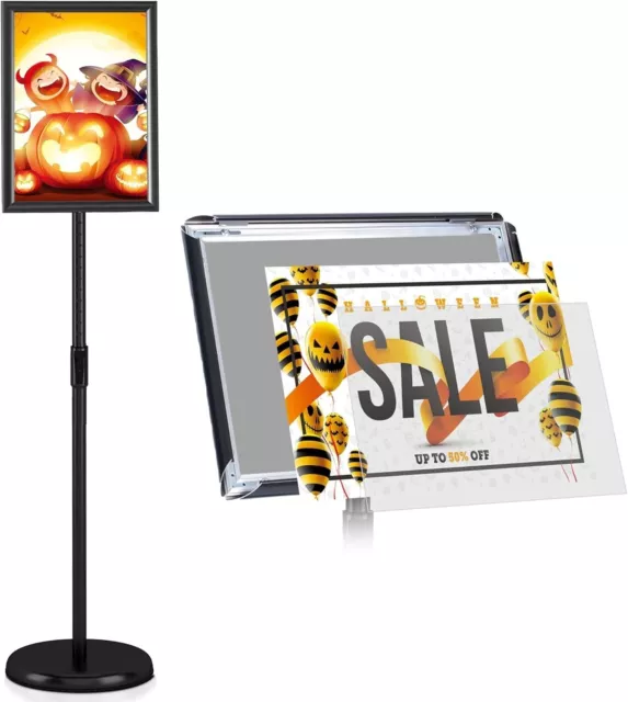 Adjustable Sign Holder 8.5 x 11 Inch Stand Poster Floor Heavy Duty Pedestal