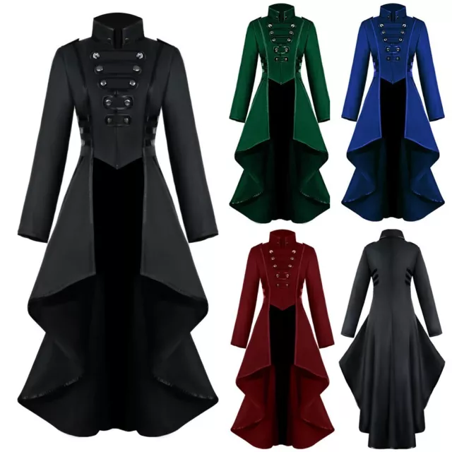 Women's Gothic Steampunk Button Corset Coat Halloween Costume Tailcoat Jackets