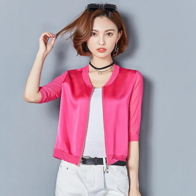 Femme de Manches Veste Baseball Uniforme Manteau Zip Protection Soleil Chemise