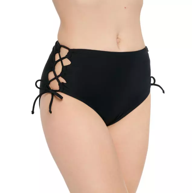 Arizona High Waist Bikini Swimsuit Bottom Juniors Size L Black New