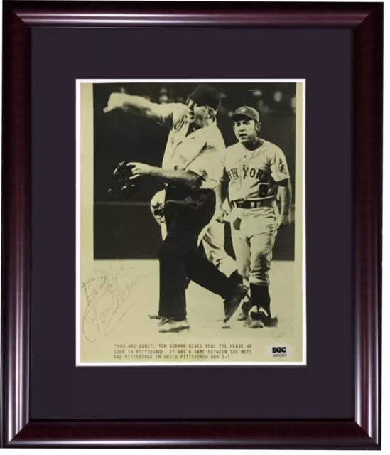 Yogi Berra Tom Gorman dual signed 8x10 original wire photo framed SGC COA 1/1