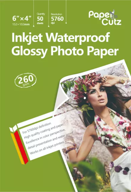 6 x 4 Gloss 260GSM High Quality Premium Coated Inkjet Photo Paper - 50 Sheets