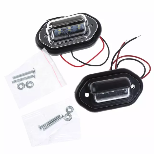 2x LED License Plate Light Tag Lamps Assembly Replacement Kit for Truck Trailer