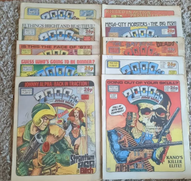 2000AD Vintage 1980s Judge Dredd Comics Job Lot X 10 501 - 510