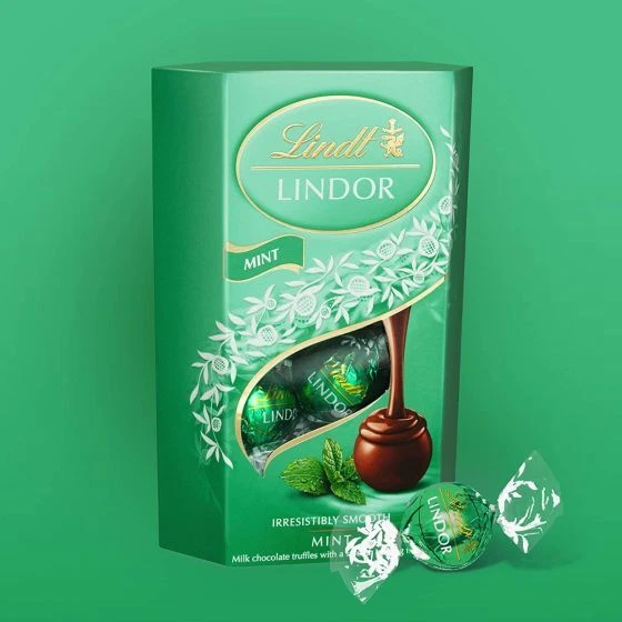 LINDT LINDOR TESTY Mint Smooth Melting Milk Chocolate Truffles 200g