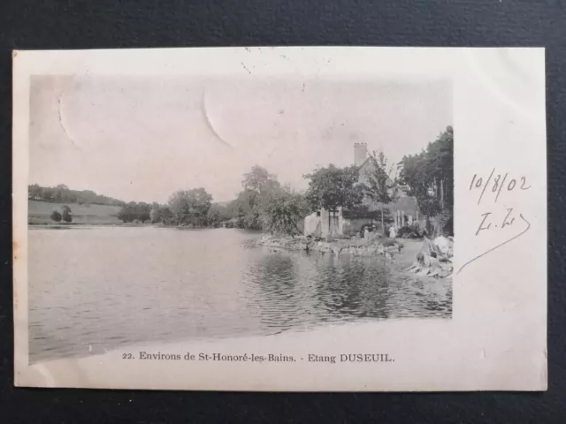 cpa SAINT HONORE les BAINS (Nievre) ETANG du SEU laundress washing board