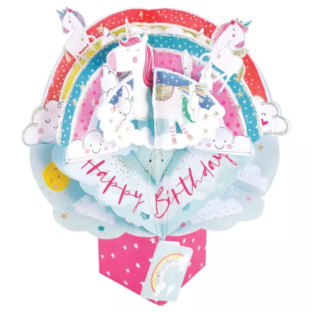 Birthday Card 3D Pop Up Card Unicorn Girl Daughter Sister Friend Gift Card