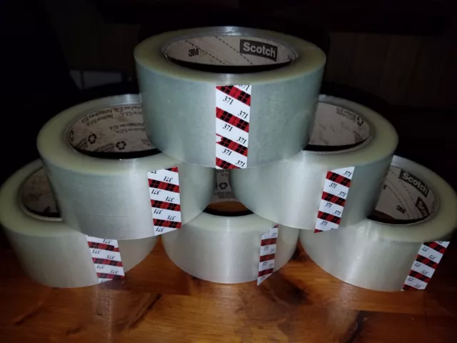 3M 371 SCOTCH 6 ROLLS CLEAR PACKAGING TAPE 2"X110YD 48mmX100M CARTON SEALING BOX