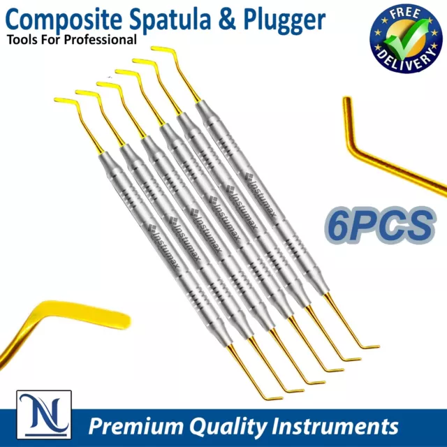 Dental Composite Filling Instruments Spatula & Plugger Titanium Gold Tips