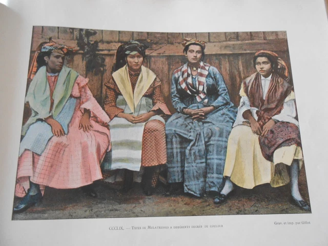 La Martinique - Types de Mulatresses Photochromie Gravure fin 19ème