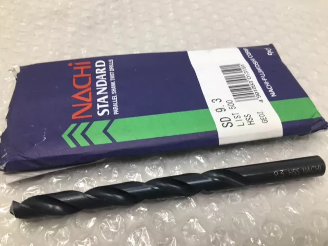 9.3mm (.366”) Nachi 500 HSS Jobber Drill Bits, 118°, Black Oxide, Pack Of 5