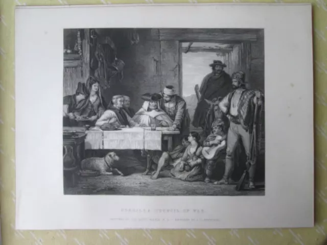 Vintage Print,GUERILLA COUNCIL OF WAR,Wilkie Gallery,1845