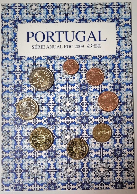 KMS  Portugal 2009 FDC - 1 Cent-2 Euro stgl im Blisterkarte  / Top