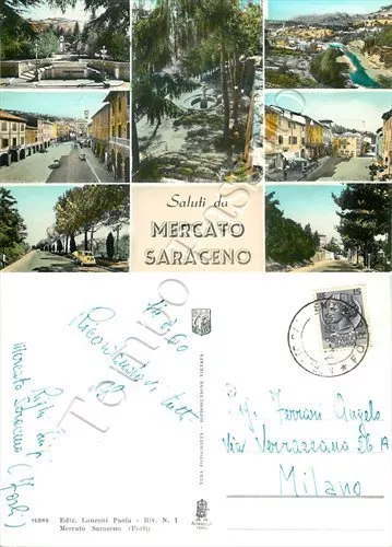 Cartolina Saluti da Mercato Saraceno, vedutine - Forlì Cesena, 1960