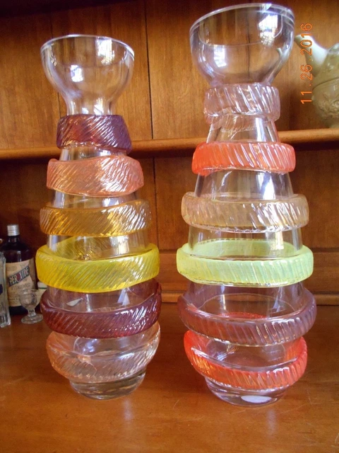 Fusion Z Chip Scarborough Studio Art Glass Vases Urns Signed 14.5" Tall....