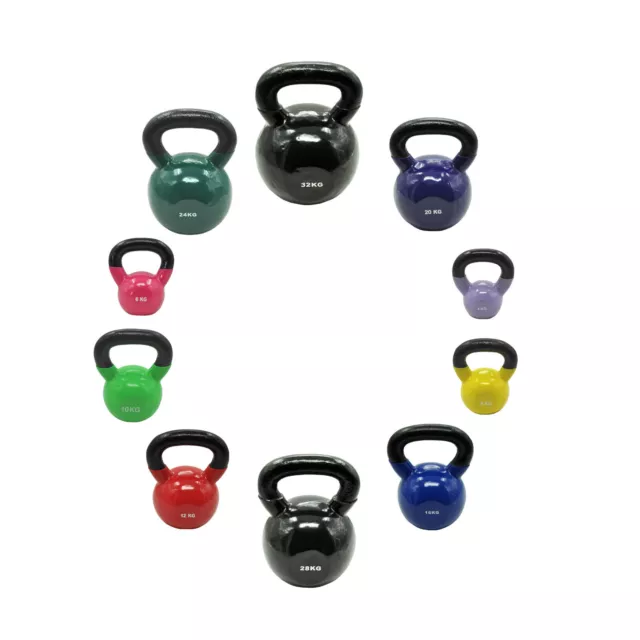 24kg Vinyl Iron Cast Kettlebell Weight Set - Russian Style - Choose Your Own Set