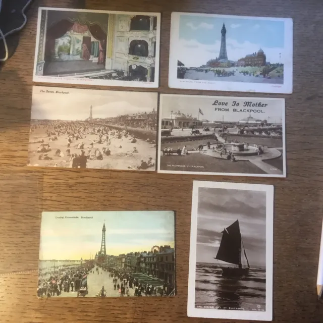 6 Vintage Blackpool Lancashire Postcards #9763