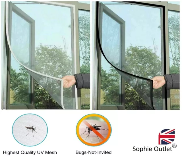 New INSECT SCREEN Mosquito Window Mesh Net Curtain Snap Fly Bug Moth Blocker UK