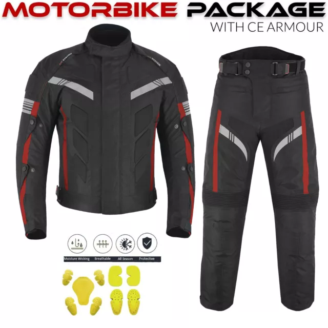 Motorcycle Racing Suit Cordura Waterproof Motorbike Jacket Trouser CE Armoured