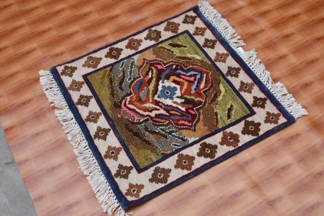 Tapis orientaux faits à la main tapis en soie traditionnelle multicolore...