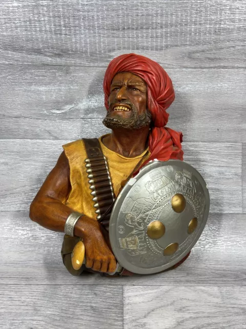 Bossons Pathan Warrior Wall Plaque Vintage 1960s Chalkware Decorative Hanging
