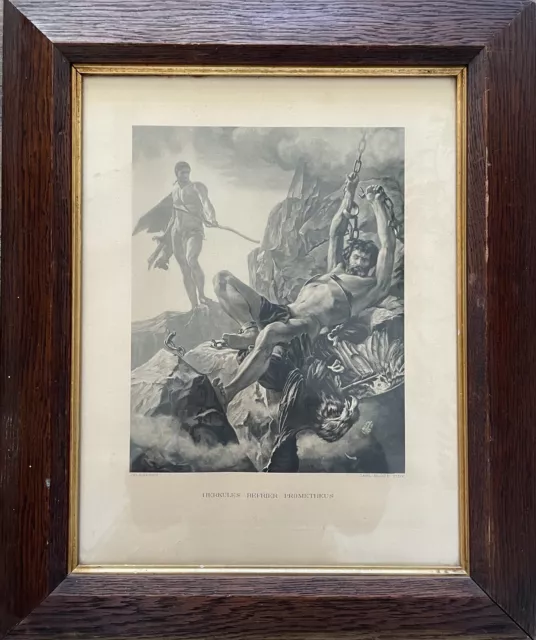 Antiguo Impresión Artística Por Carl Heinrich Bloch Herkules Liberado Prometheus