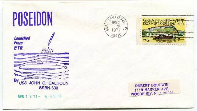 1971 POSEIDON Submarine Launch from ETR USS John C. Caloun - Cape Canaveral NASA