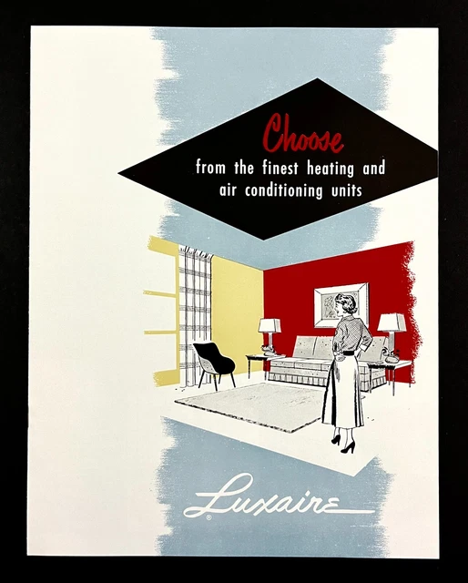 1950s Luxaire Heating Air Conditioning Gas Oil Mid Century Vintage Ad Catalog