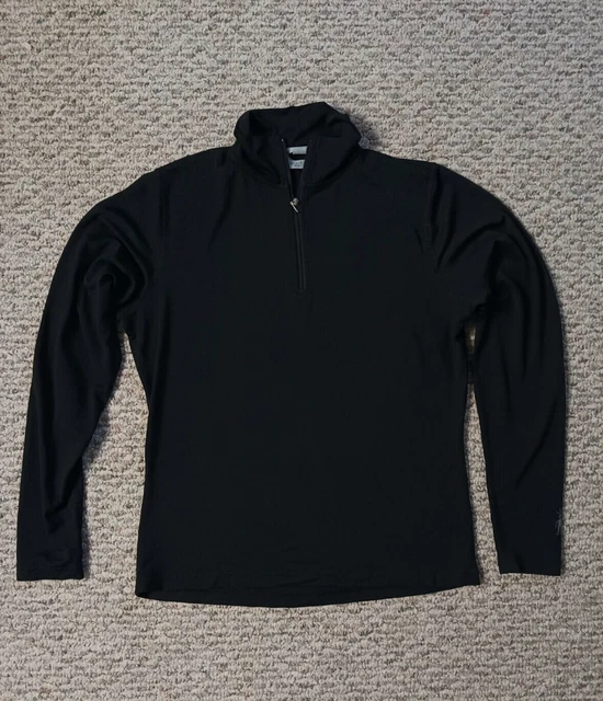 Smartwool Womens Large Black Merino Base Layer Quarter-Zip Pullover Top