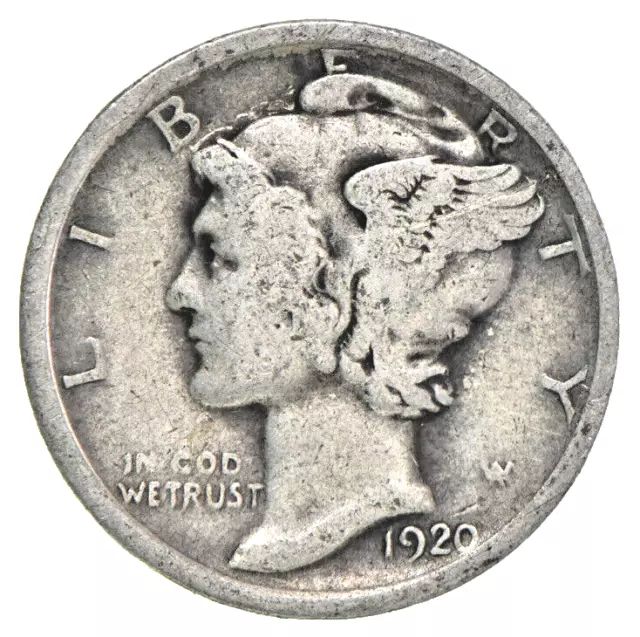 1920-P Mercury 90% Silver Dime Good BEST VALUE ON EBAY Free Shipping W/Tracking