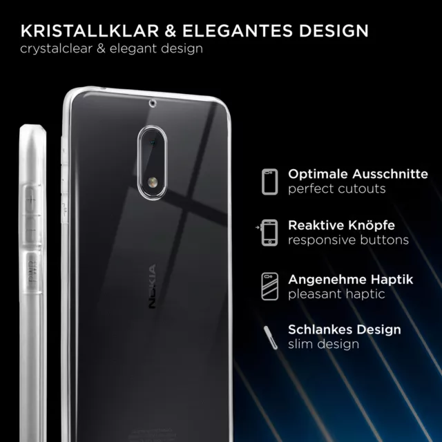 Handy Hülle für Nokia 6 2017 Silikon Schutzhülle Transparent Dünn Klar Soft Case 3