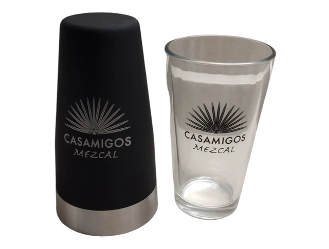 Casamigos Mezcal Tequila Cocktail Shaker Pint Glass 2 piece Set - Black Clear